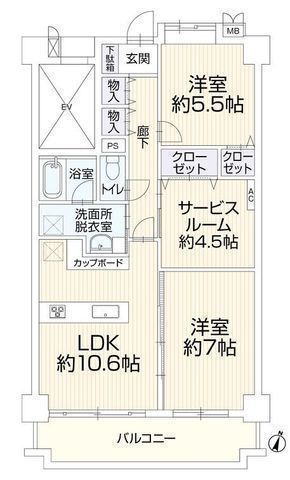 間取図/区画図:【内装フルリフォームで水回り一新!南向きで陽当たり良好】3沿線利用可!湘南台駅までバス9分停歩5分ペット飼養可1階のため足音を気にせず過ごせます!