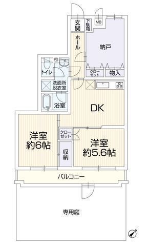 間取図/区画図:【南東専用庭で陽当り良好！収納充実のリフォームマンション！】小学校徒歩4分、セブンイレブン徒歩1分、マルエツ徒歩9分と生活便利な立地です。