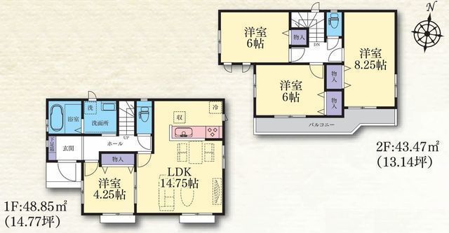 間取図/区画図:【全11棟!高低差のないフラットな新しい街並みが誕生!耐震等級3取得の安心設計】桜ヶ丘駅まで徒歩13分小学校徒歩1分!公園も近く子育て環境良好