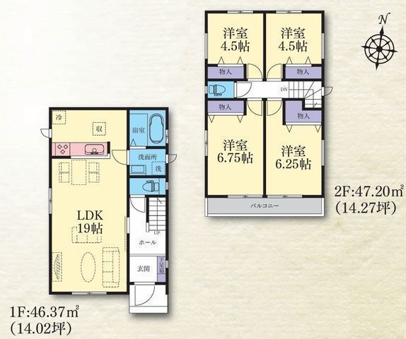 間取図/区画図:【全11棟!高低差のないフラットな新しい街並みが誕生!耐震等級3取得の安心設計】桜ヶ丘駅まで徒歩13分小学校徒歩1分!公園も近く子育て環境良好