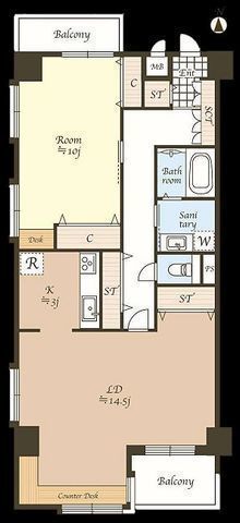 間取図/区画図:【駅徒歩7分の好立地！フルリノベーション家具付き角住戸！】LDKゆったり17.5帖、主寝室10帖のゆったりとした空間です！即内覧可能です！