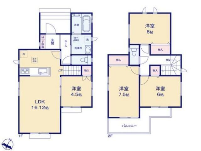 間取図/区画図:【長期優良住宅認定&ZEH水準の新築4LDK!カースペース2台駐車可】人気の茅ヶ崎駅までバス15分停歩6分安心の耐震構造と住宅性能評価書付き