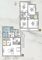 間取図/区画図:【土地ゆったり51坪。ZEH水準の省エネ住宅です。駐車並列2台可能！】LDK20帖、主寝室7.2帖！南向きバルコニーで陽当り良好！コンビニ徒歩4分！