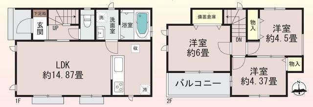 間取図/区画図:【地震に強い耐震構造と性能評価書付き！カースペース1台可】主採光南向きで陽当たり良好全居室収納スペースあり三ツ境駅バス17分停歩10分