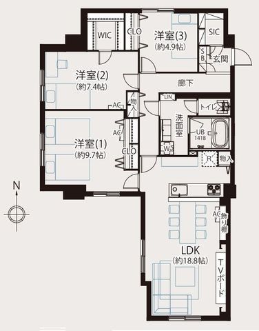 間取図/区画図:【片瀬江ノ島駅徒歩5分!三方角部屋で陽当り・眺望・通風良好】江の島から富士山まで望めるオーシャンビュー新規フルリノベ済で即内覧可ペット2匹まで飼育可