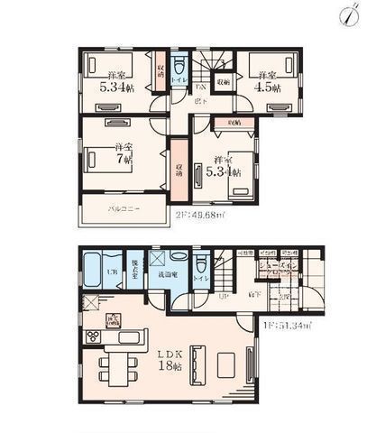 間取図/区画図:【全10棟の開発分譲地！耐震構造＋長期優良住宅＋性能評価書付き物件】子育てグリーン住宅支援事業対象カースペース2台駐車可全居室収納スペースあり