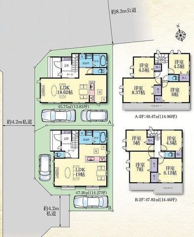 間取図/区画図:【安心の耐震構造住宅、性能評価書付戸建!駐車場2台可!即内覧可能!】全室二面採光の4LDK!教育関連施設徒歩8分以内、スーパー徒歩5分で住環境良好です!