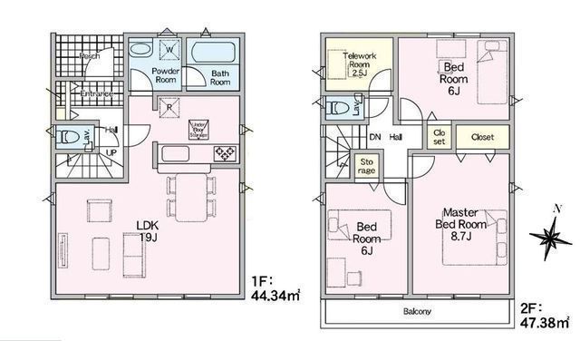 間取図/区画図:【全4棟の個性豊かな住まい!安心の耐震・制震構造+性能評価書付き】キッチンから直接洗面室に出入できる家事動線を考えたプラン駅まで徒歩圏内で通勤通学に便利