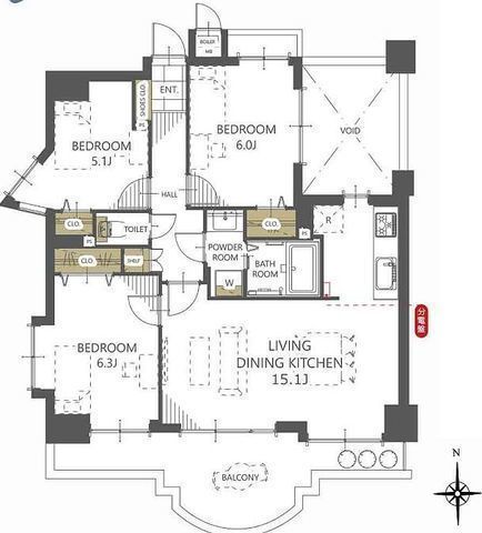 間取図/区画図:【3線乗入れの海老名駅徒歩7分！7階角部屋につき通風・眺望・陽当たり良好！】内装フルリノベーション！無償のトランクルーム付き！