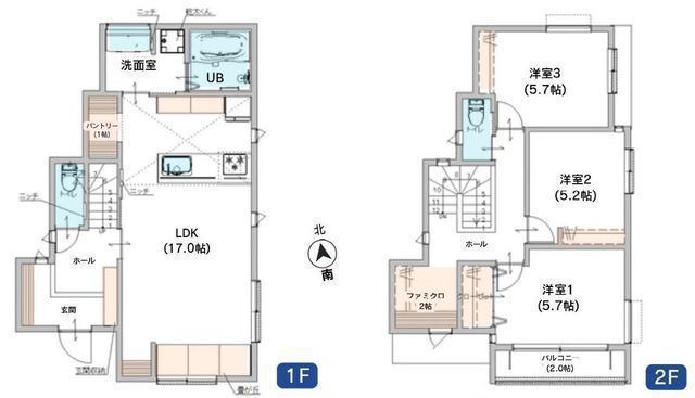間取図/区画図:【接道南向きで陽当り通風良好！木目調・グレーの上質なくつろぎ空間！】LDK17.0帖、主寝室5.2帖！南バルコニーで陽当り良好！