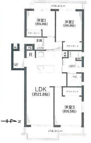 間取図/区画図:【3線利用可能な茅ヶ崎駅徒歩10分の好立地！1階角部屋で解放感ある間取！】新規内装リフォーム済で室内大変綺麗です！空き室につき即内覧可能！