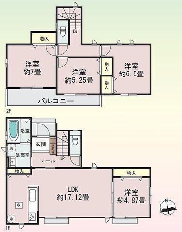 間取図/区画図:【両面道路、45坪超のゆとりある敷地。全室南向きの明るい邸宅です】安心の耐震構造住宅、性能評価書付戸建!駐車場並列2台可能です!モデルハウスあり!