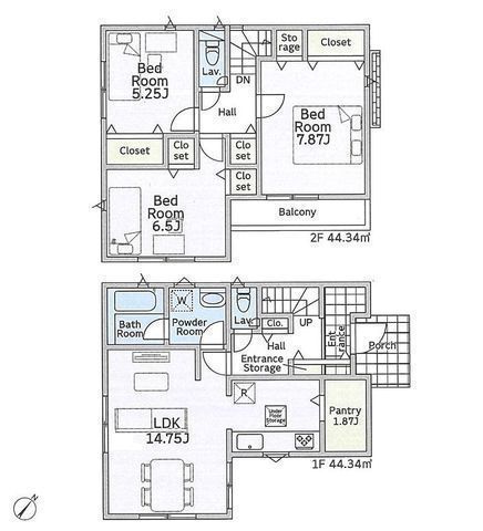 間取図/区画図:【制震装置搭載で家族の安心をサポートする新築住宅!性能評価書付き】パントリーや主寝室7.8帖などゆとりある間取り生活感が見えにくい独立型キッチン