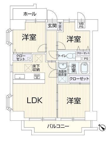 間取図/区画図:【ニトリ家具プレゼント！6階角部屋ならではの明るさと眺望と開放感】小型犬または猫2匹まで飼育可能2025年5月水回りリフォーム済み即内覧できます！