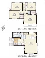 間取図/区画図:【入谷駅・座間駅の2駅アクセス可能！コンパクトながら機能性を重視した戸建】角地にて陽当たり良好カースペース2台可WICや土間収納、食洗機など設備充実