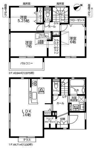 間取図/区画図:【駐車場2台可能！南東角地で陽当り良く解放感ある立地！コンビニ徒歩3分！】LDK17帖、主寝室7帖。全室収納・小屋裏収納付き！浴室テレビ・カードキー！