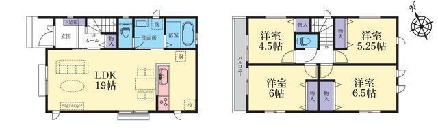 間取図/区画図:【土地36坪の整形地！安心の耐震構造と性能評価書付き物件】カースペース並列2台可近隣に緑豊かな公園「大庭城址公園（約300ｍ徒歩4分）」