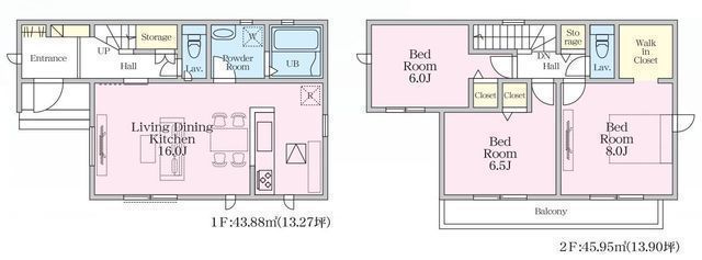 間取図/区画図:【南東角地につき陽当り良好！安心の耐震構造住宅、性能評価書付住宅！】駐車場2台可能！食洗機、宅配ボックス、カードキーなど設備充実！