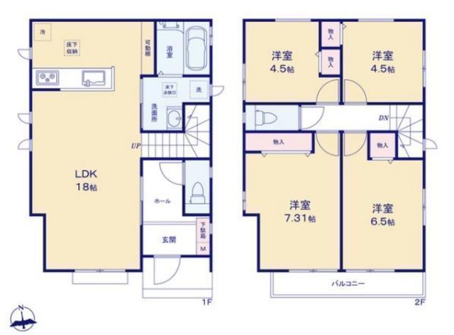 間取図/区画図:【ZEH水準の快適な新築住宅!3沿線利用可、人気の藤沢駅駅徒歩圏内】耐震構造と性能評価書付き物件南向きバルコニーのため陽当たり良好水回り家事動線重視