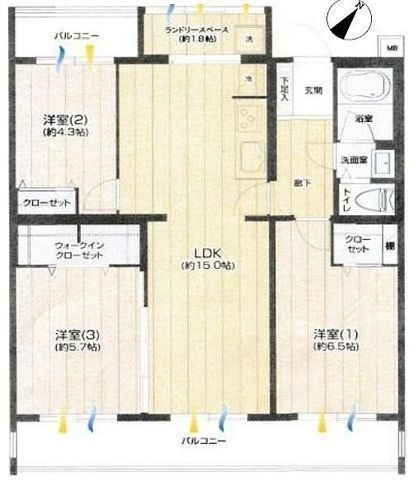 間取図/区画図:【新耐震基準適合、フラット35利用可能！南東向き3LDK！】2025年大規模修繕官完了！2023年4月フルリノベーション済、室内綺麗です！
