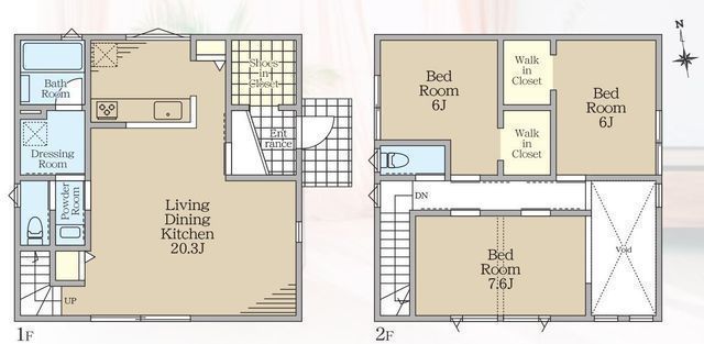 間取図/区画図:【南北両面道路・幅員6ｍ以上で陽当り良く解放感のある45.4坪！】駐車場3台可能です！耐震等級3、長期優良住宅！SICやダブルWICで収納充実！