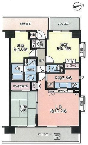 間取図/区画図:【10階建10階部分で通風眺望採光良好！春は眼下に桜並木、夏は花火が見られます！】内装総リフォーム済、エアコン2台付き！コンビニまで徒歩2分！