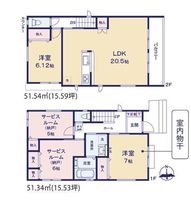 間取図/区画図:【香川駅徒歩8分！安心の耐震構造と性能評価書付き】カースペース並列2台可リビングや主寝室は高天井を採用のため空間が広く開放的太陽光発電システム搭載