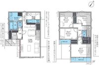 間取図/区画図:【カースペース2台可！南東側道路に面しているため陽当たり良好！】19帖以上の広々リビングでリラックス！SIC、WICなど収納充実！