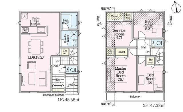 間取図/区画図:【南向きワイドバルコニーのため陽当たり良好！カースペース並列2台可】南側道路幅員5.9ｍで開放感あり耐震等級＋制震装置「SAFE365」を搭載