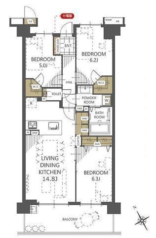 間取図/区画図:【ダブルWICのリノベマンション。ペットと共に心潤う毎日を】内装新規リノベーション、南西向きで陽当り良好！コンビニ・ドラッグストア徒歩10分以内です！