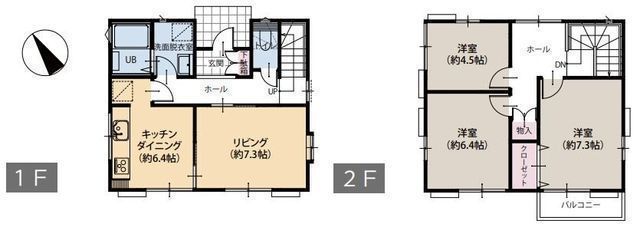間取図/区画図:【敷地42.9坪!積水ハウス施工の内外装リフォーム済軽量鉄骨造住宅!】駐車場2台可能!コンビニまで徒歩4分!即内覧可能です!