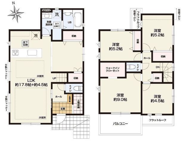 間取図/区画図:【湘南の海を身近に感じる暮らし。サザンビーチちがさき海水浴場まで徒歩約9分】広いLDKには寒い季節に嬉しい床暖房を完備カースペース並列2台可