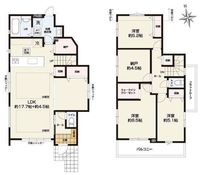 間取図/区画図:【湘南の海を身近に感じる暮らし。サザンビーチちがさき海水浴場まで徒歩約9分】広いLDKには寒い季節に嬉しい床暖房を完備カースペース並列2台可