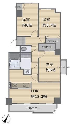 間取図/区画図:【かしわ台駅徒歩7分！三方角部屋につき陽当り通風良好！所在階10階！】毎日が展望台のような暮らしです！コンビニ・スーパーなど商業施設徒歩5分以内！