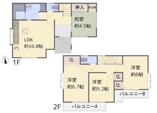 間取図/区画図:【全居室南向き＋二面バルコニーで陽当たり通風良好！多目的に使える和室】水回り設備の一新に加え内外装フルリフォーム（R8.3月完工）全居室収納スペースあり