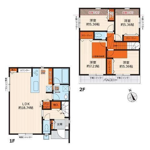 間取図/区画図:【土地面積37坪以上の整形地！南道路に面しており陽当たり良好！】ゆとりあるカースペース並列2台可全居室収納に加え各所に豊富な収納設置断熱等性能等級5をクリアしたZEH水準の省エネ住宅