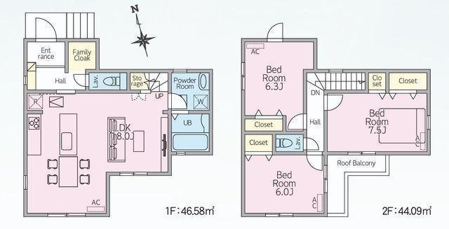 間取図/区画図:【カースペース2台可！相武台駅徒歩圏内！全居室6帖以上の3LDK】長期優良住宅認定、住宅性能評価W取得食洗機・タッチレス水栓・宅配BOXなど設備充実