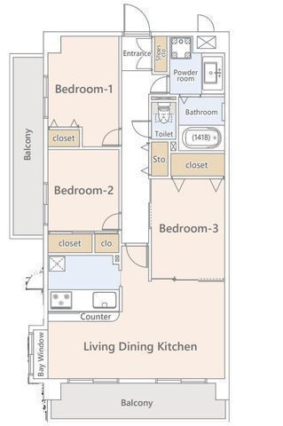 間取図/区画図:【駅から平坦で徒歩4分、藤沢駅利用可！最上階角部屋のリフォームマンション！】ヤオコー徒歩4分、クリエイト徒歩5分の好立地！空家につき即内覧可能です！
