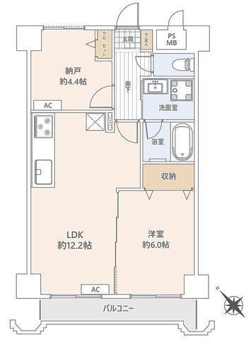 間取図/区画図:【駅徒歩4分の好立地！海まで徒歩5分！2021年大規模修繕工事済！】内装フルリフォームで室内大変綺麗です！南西向きにつき陽当り良好！即内覧できます！