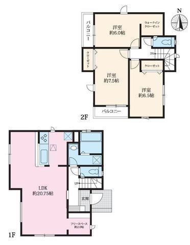 間取図/区画図:【長期優良住宅認定、開発分譲地の新築戸建！敷地広々40坪以上】カースペース2台可主要採光南向きのため陽当たり良好LDK18帖以上のゆとりある間取り