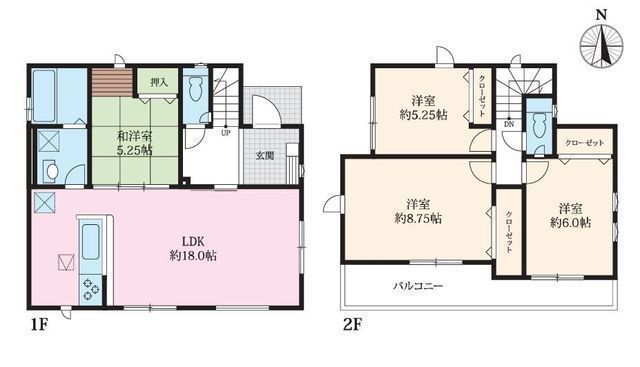 間取図/区画図:【長期優良住宅認定、開発分譲地の新築戸建！敷地広々40坪以上】カースペース2台可主要採光南向きのため陽当たり良好LDK18帖以上のゆとりある間取り