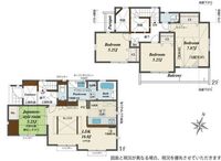 間取図/区画図:【大型開発分譲地！制震ダンパー搭載＆耐震等級3の長期優良住宅！】カースペース2台可スタイリッシュな吹き抜けありLDKはおしゃれ感を演出する折上天井