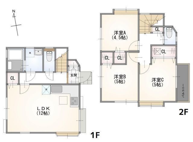 間取図/区画図:【内外装フルリフォーム済み戸建！小学校まで徒歩5分！】全室二面採光で解放感ある間取！コンビニ・ドラッグストア徒歩6分！