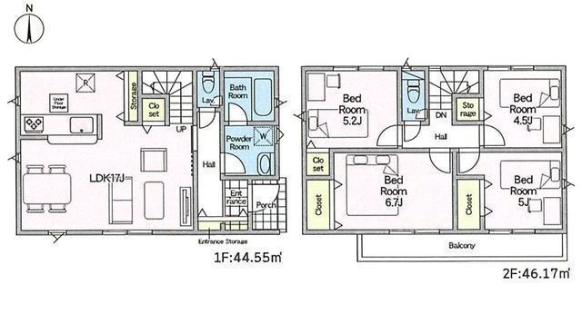 間取図/区画図:【耐震等級3+制震装置搭載の4LDK!カースペース2台可!】南道路のため陽当たり良好防犯カメラ・人感センサー付き玄関灯設置全居室収納スペース完備
