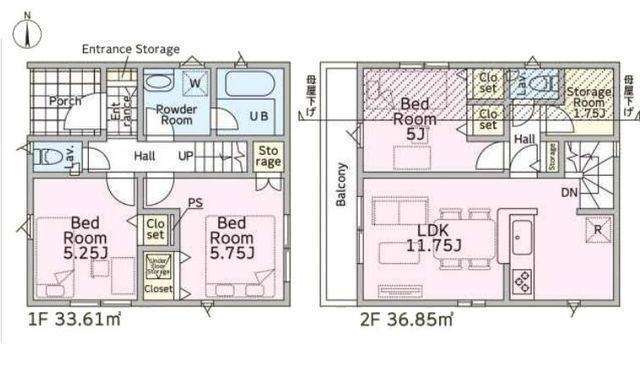 間取図/区画図:【制震装置搭載&耐震等級3の安心な住まい!善行駅より徒歩16分】小学校・公園が近く子育て世代にやさしい環境防犯カメラ・人感センサー付照明設置