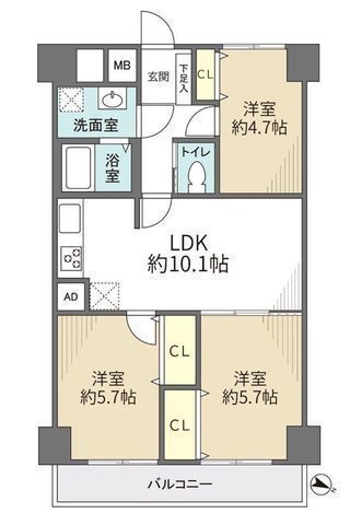 間取図/区画図:【大和駅徒歩7分の駅まで平坦な好立地！最上階6階部分につき眺望良好】ペット1匹まで飼育可能室内フルリフォーム（R8.4月完工予定）内覧できます！