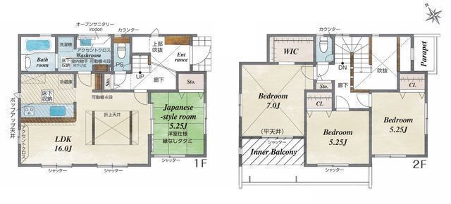 間取図/区画図:【最終1棟4LDK!耐震等級3+制震ダンパーと住宅性能評価ダブル取得!】カースペース2台可茅ヶ崎駅、北茅ヶ崎駅徒歩圏内全室南西向きのため陽当たり良好