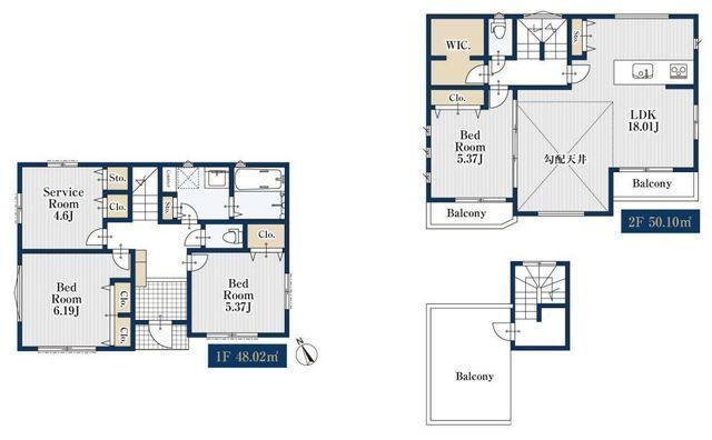 間取図/区画図:【駅から平坦徒歩9分、江ノ電湘南海岸公園駅も徒歩4分で利用可能！】屋上やWIC、二面バルコニー等解放感ある間取です！駐車場2台可能！即内覧できます！