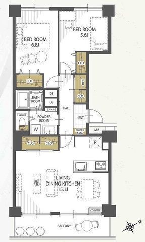 間取図/区画図:【3沿線利用できる藤沢駅まで徒歩9分の好立地！内装リフォーム済で即内覧可】東南向き上層階のため陽当たり眺望良好です！整理整頓に悩まされないゆとりの収納スペース