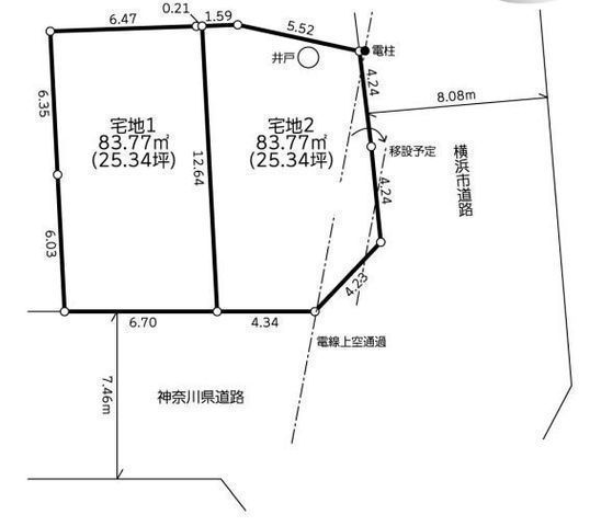 間取図/区画図:【南道路幅員7.4mで陽当り良好!建物フリープランですのでお好きな間取で建築可能です!】